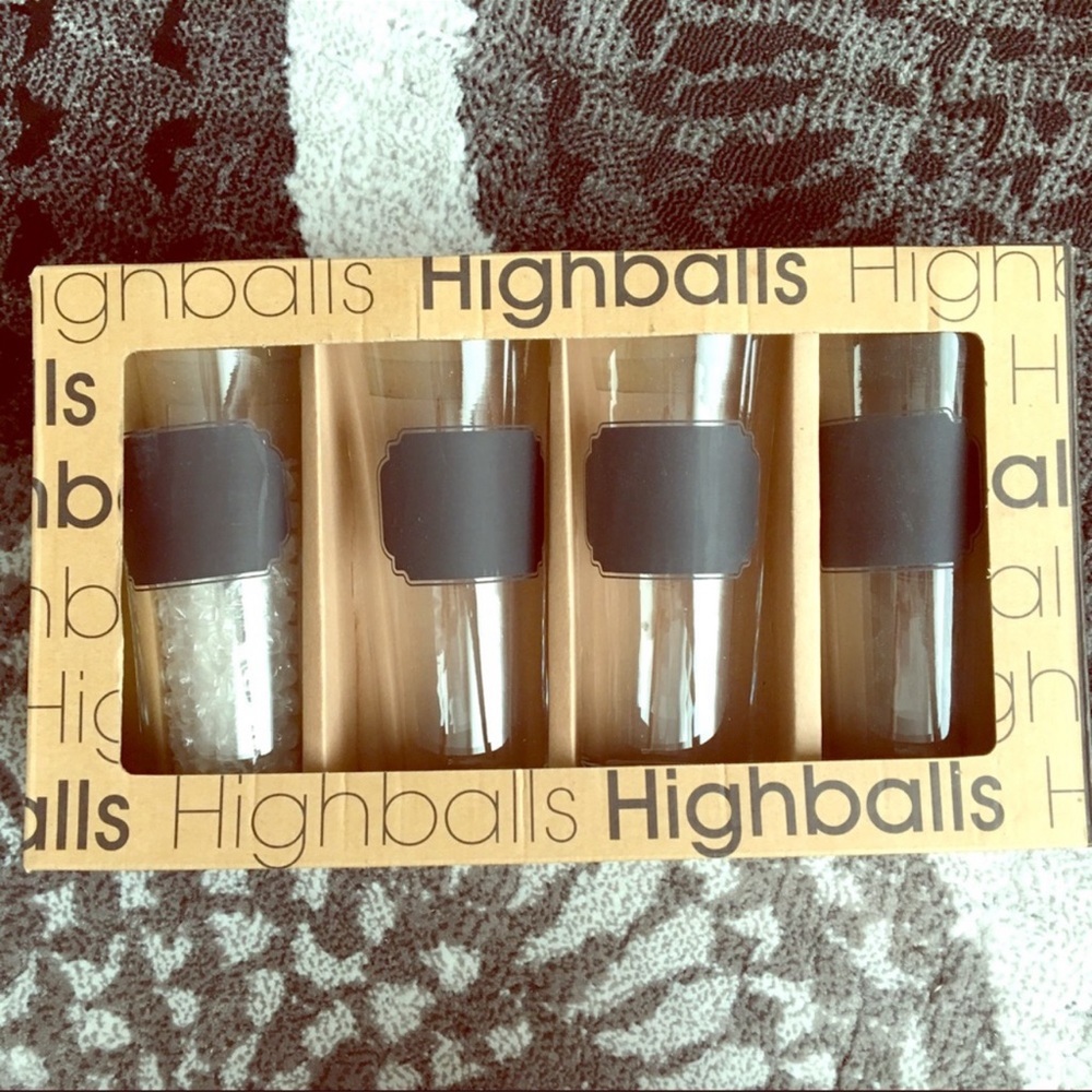 4 chalkboard flared highballs glasses 7” high BNIB